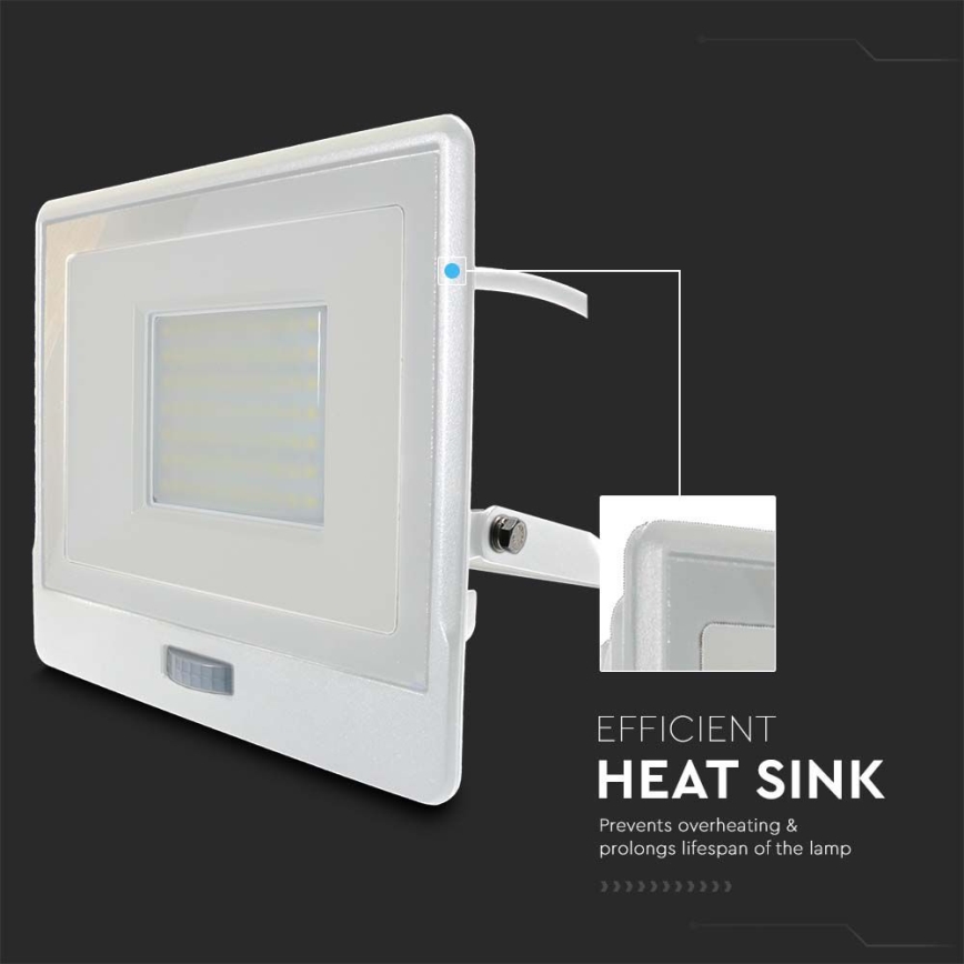 LED-valonheitin anturilla LED/50W/230V 4000K IP65 valkoinen