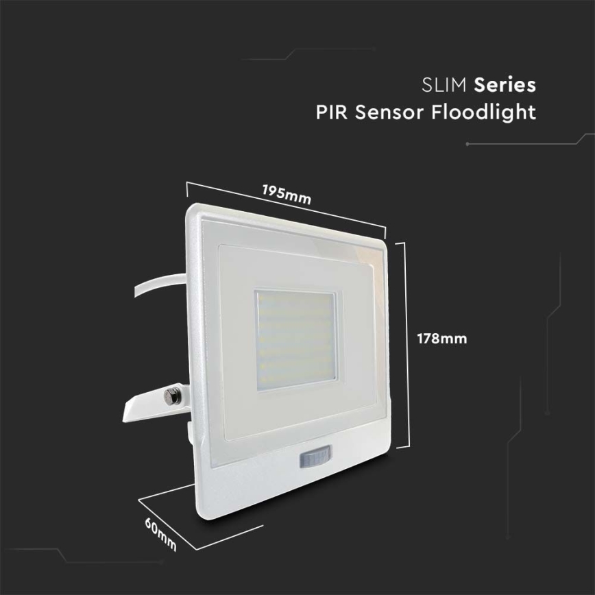 LED-valonheitin anturilla LED/50W/230V 4000K IP65 valkoinen