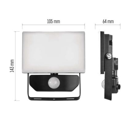 LED-valonheitin anturilla TAMBO LED/10W/230V 4000K IP54