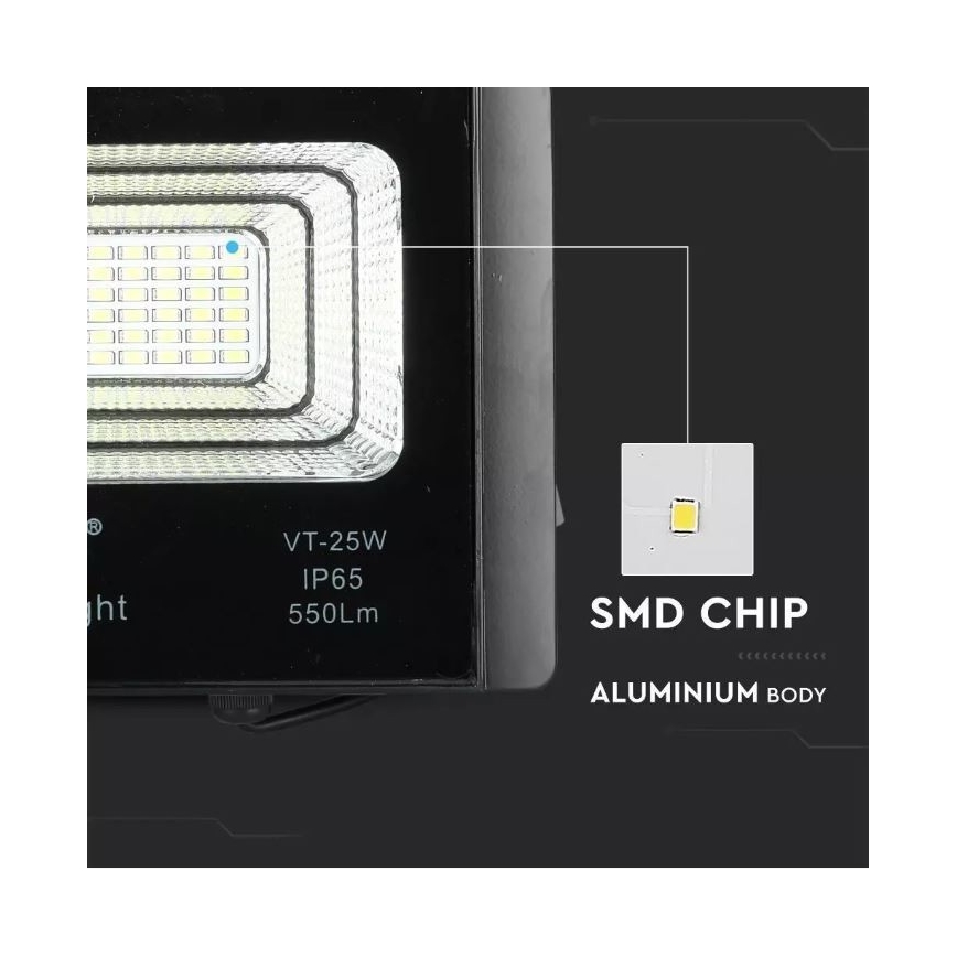 LED-valonheitin aurinkopaneelilla LED / 12W / 3,2V 6000K IP65 + kaukosäädin