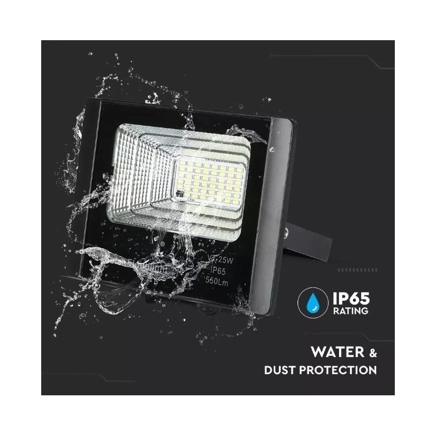 LED-valonheitin aurinkopaneelilla LED / 12W / 3,2V 6000K IP65 + kaukosäädin