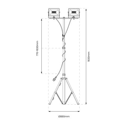 LED Valonheitin jalustalla 2xLED/30W/230V 4000K IP44
