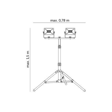 LED-valonheitin jalustalla 2xLED/30W/230V IP65