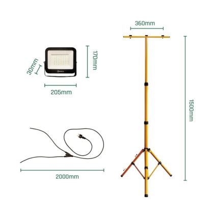 LED Valonheitin jalustalla NOCTIS 2xLED/50W/230V 4000K IP65