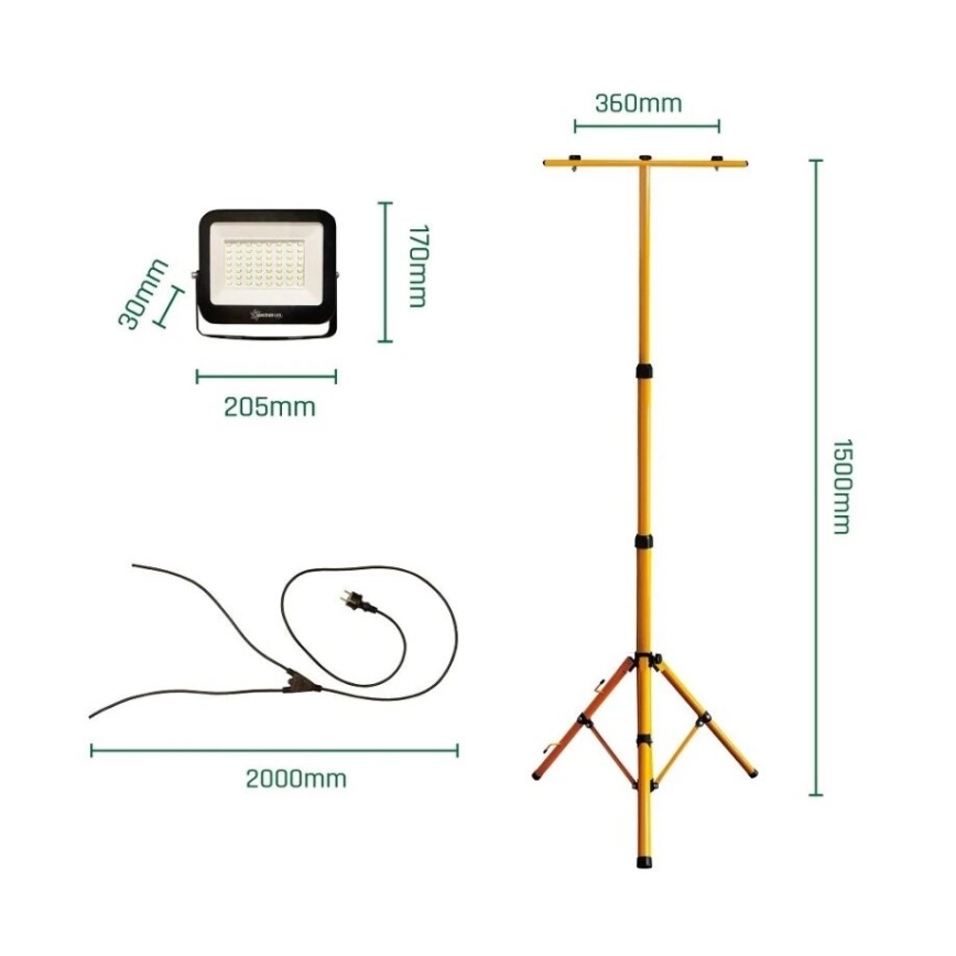 LED Valonheitin jalustalla NOCTIS 2xLED/50W/230V 4000K IP65