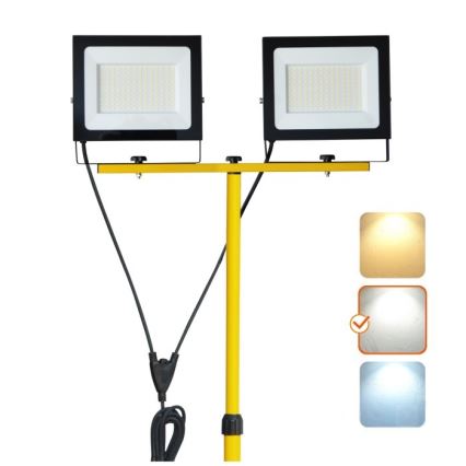 LED Valonheitin jalustalla TIGRA 2xLED/100W/230V 4000K IP54 musta/keltainen