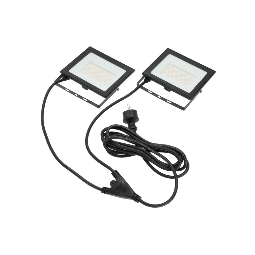 LED Valonheitin jalustalla TIGRA 2xLED/50W/230V 4000K IP54 musta/keltainen