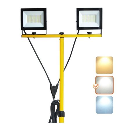 LED Valonheitin jalustalla TIGRA 2xLED/50W/230V 4000K IP54 musta/keltainen