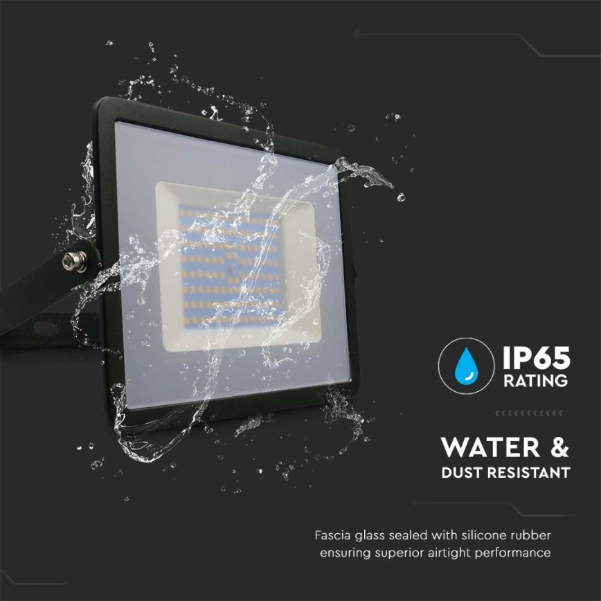LED-valonheitin LED/100W/230V 4000K IP65 musta