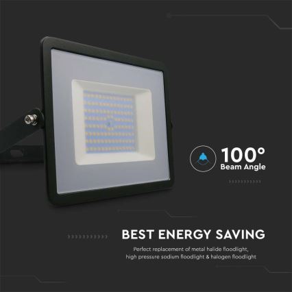 LED-valonheitin LED/100W/230V 4000K IP65 musta