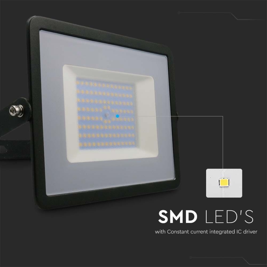 LED-valonheitin LED/100W/230V 4000K IP65 musta