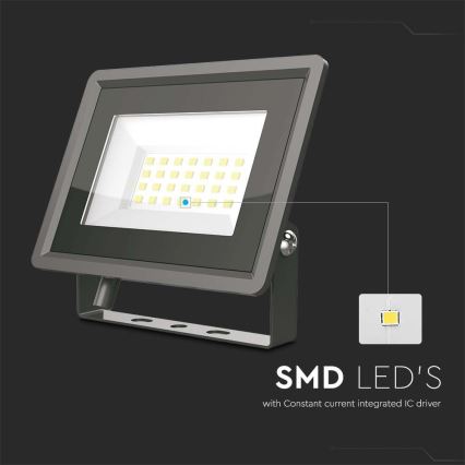 LED-valonheitin LED/20W/230V 6500K IP65 musta