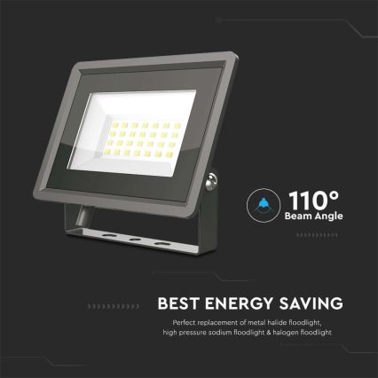 LED-valonheitin LED/20W/230V 6500K IP65 musta