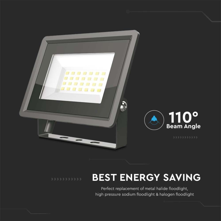 LED-valonheitin LED/20W/230V 6500K IP65 musta
