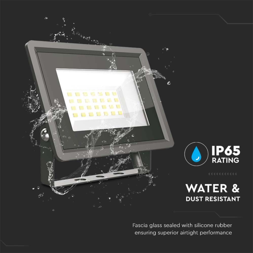LED-valonheitin LED/20W/230V 6500K IP65 musta