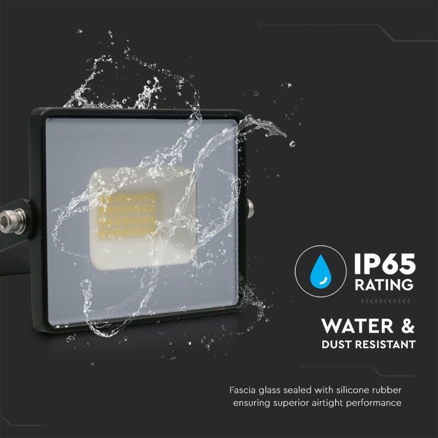 LED-valonheitin LED/20W/230V 6500K IP65 musta