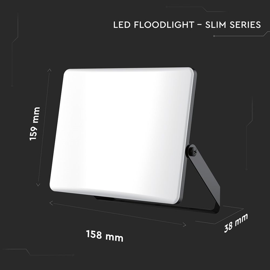 LED-valonheitin LED/30W/230V 3000/4000/6500K IP65 musta