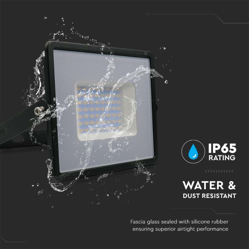 LED-valonheitin LED/50W/230V 4000K IP65 musta