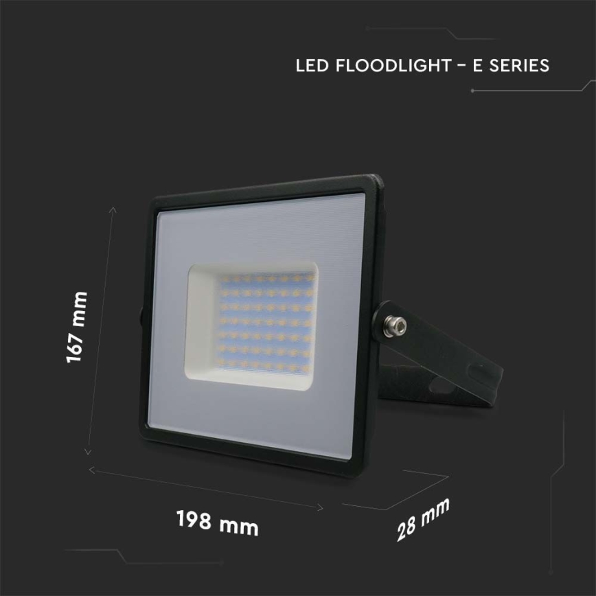 LED-valonheitin LED/50W/230V 4000K IP65 musta