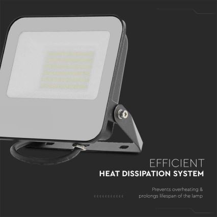 LED-valonheitin LED/50W/230V 4000K IP65 musta
