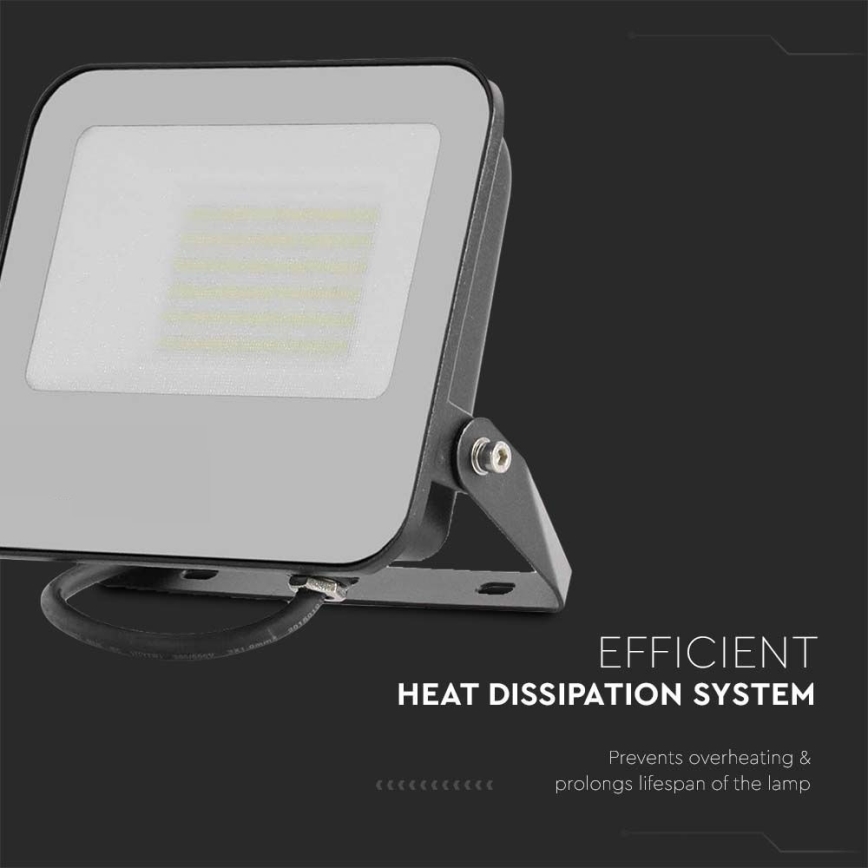 LED-valonheitin LED/50W/230V 4000K IP65 musta