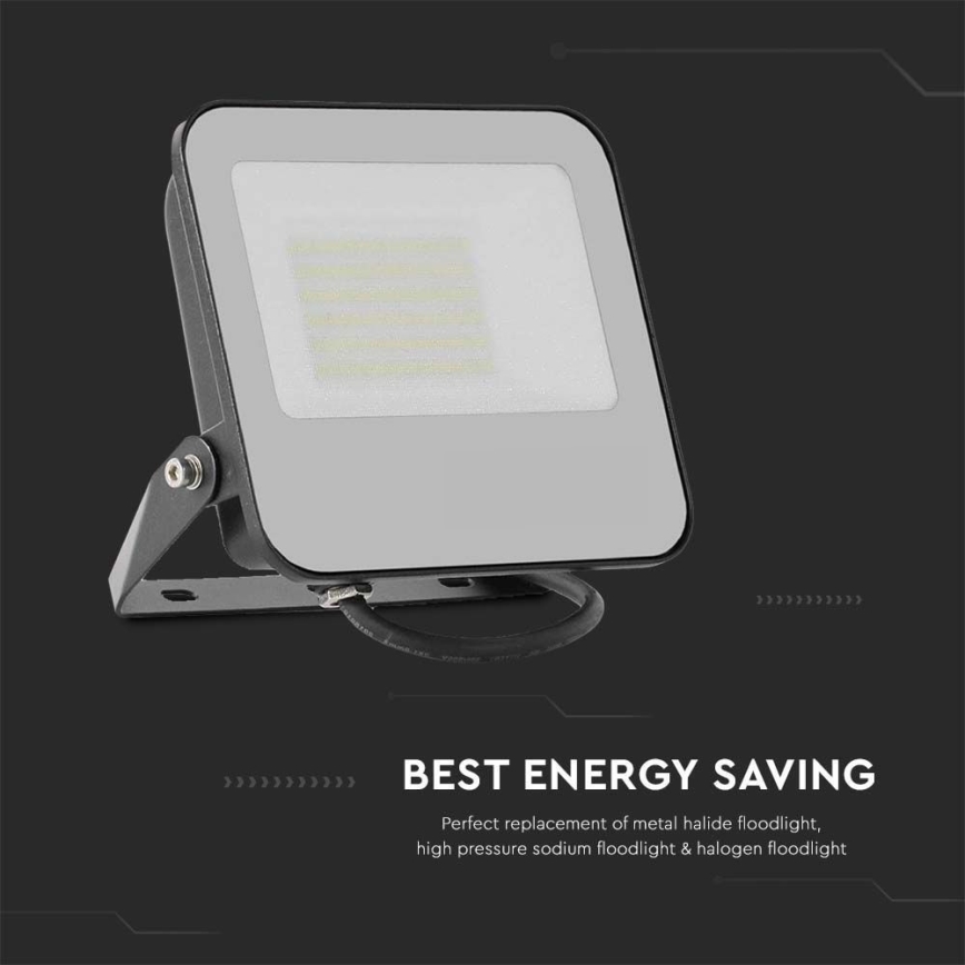 LED-valonheitin LED/50W/230V 4000K IP65 musta