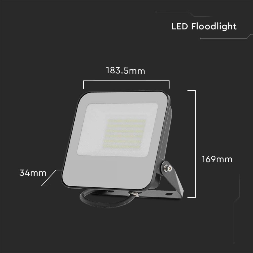 LED-valonheitin LED/50W/230V 4000K IP65 musta