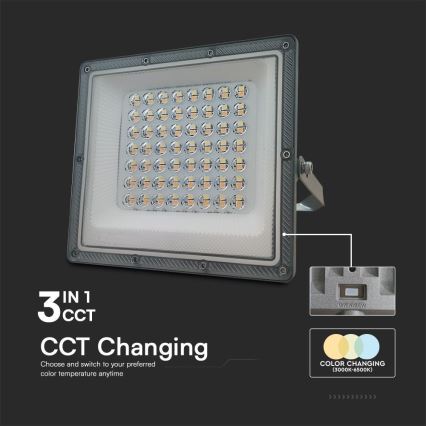 LED-valonheitin LED/50W/230V IP65 3000/4000/6500K harmaa