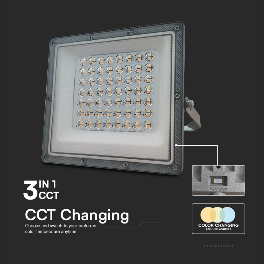 LED-valonheitin LED/50W/230V IP65 3000/4000/6500K harmaa