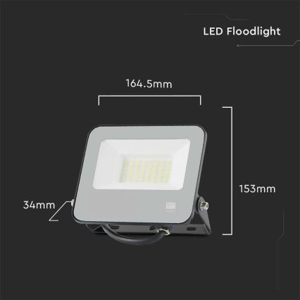 LED-valonheitin SAMSUNG CHIP LED/30W/230V 4000K IP65 musta