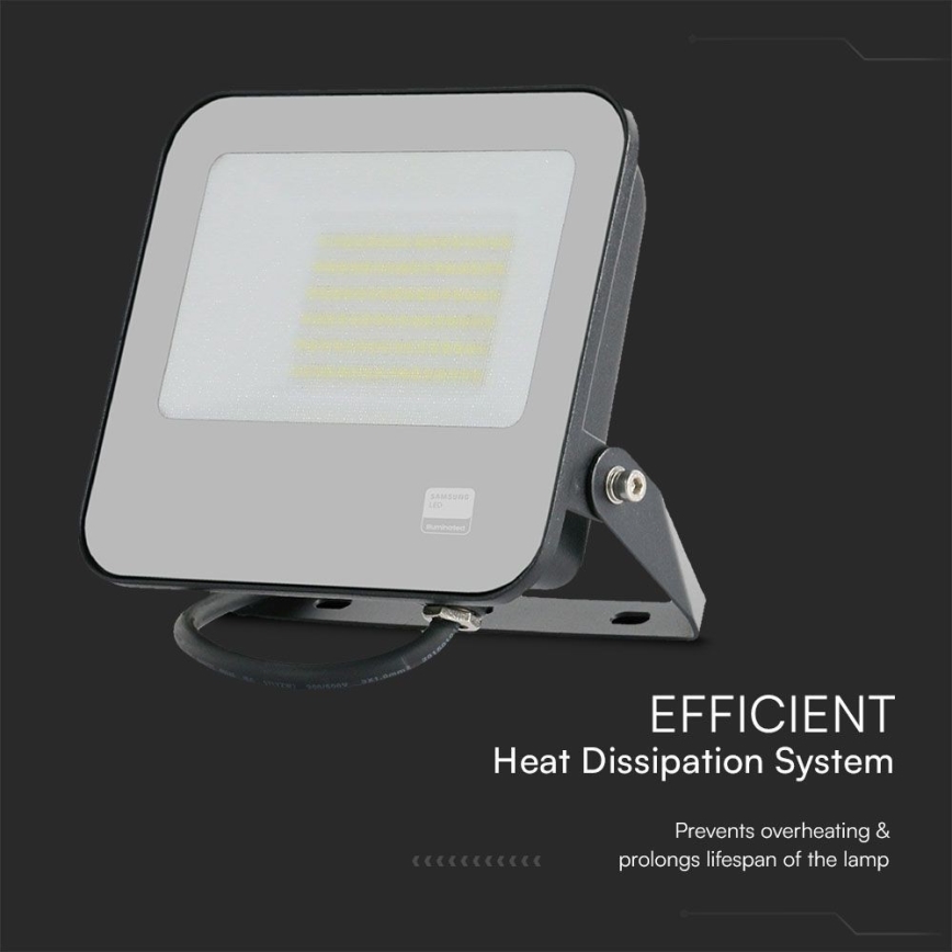 LED-valonheitin SAMSUNG CHIP LED/50W/230V 4000K IP65 musta