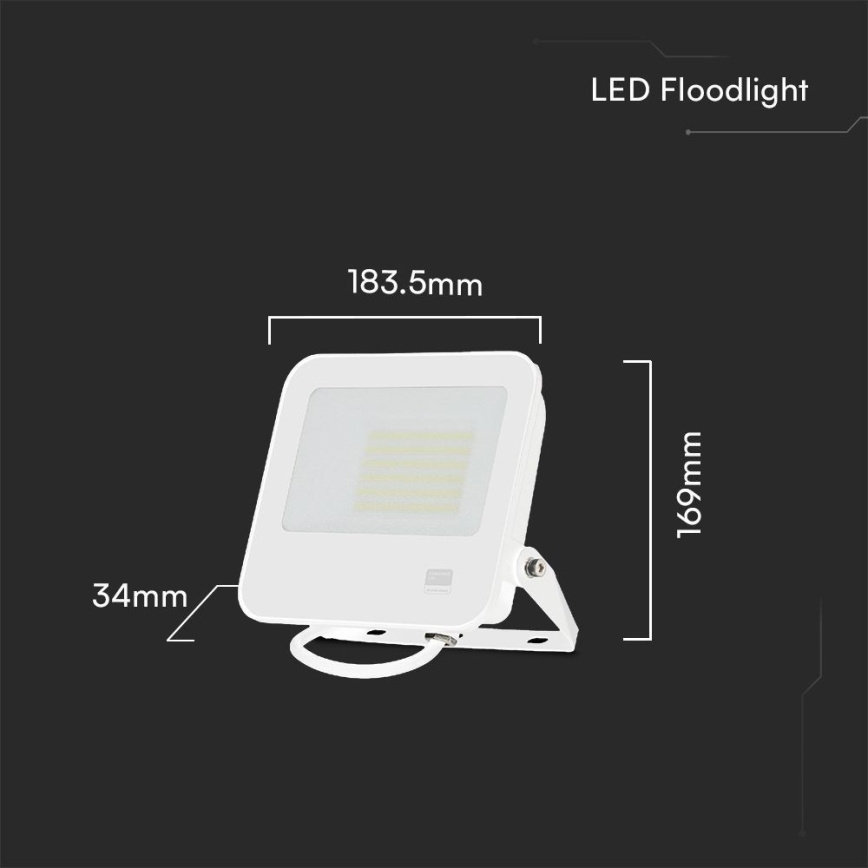LED-valonheitin SAMSUNG CHIP LED/50W/230V 4000K IP65 valkoinen
