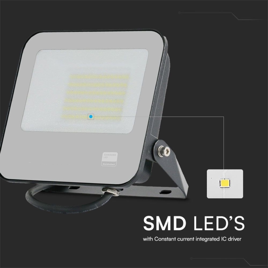 LED-valonheitin SAMSUNG CHIP LED/50W/230V 6500K IP65 musta