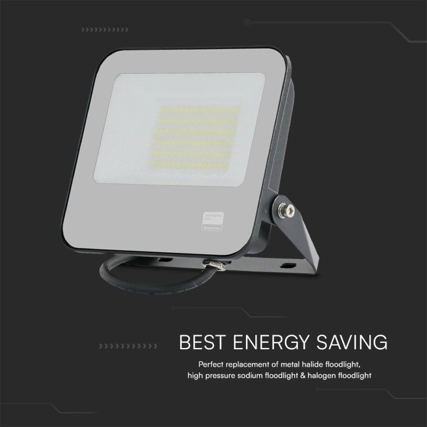 LED-valonheitin SAMSUNG CHIP LED/50W/230V 6500K IP65 musta