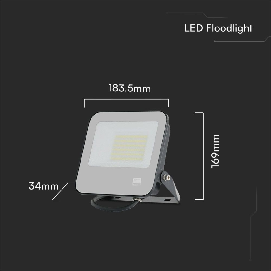 LED-valonheitin SAMSUNG CHIP LED/50W/230V 6500K IP65 musta