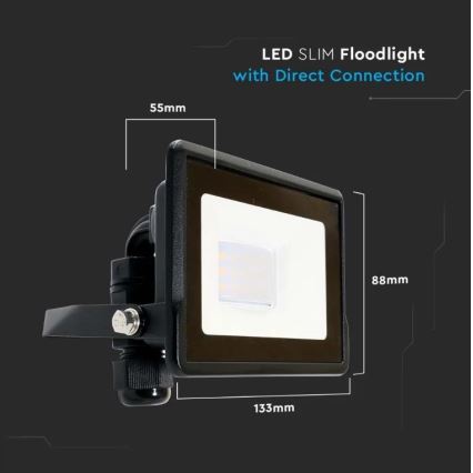 LED-valonheitin suoralla liitännällä SAMSUNG CHIP LED/10W/230V IP65 6500K musta