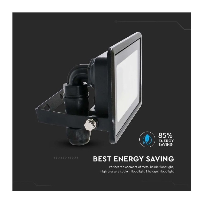LED-valonheitin suoralla liitännällä SAMSUNG CHIP LED/10W/230V IP65 6500K musta