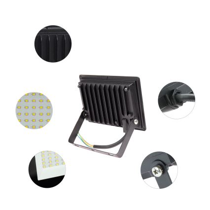 LED Valonheitin ulkokäyttöön NOCTIS LUX 3 LED/20W/230V 4000K IP65 musta