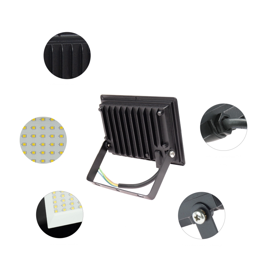 LED Valonheitin ulkokäyttöön NOCTIS LUX 3 LED/20W/230V 4000K IP65 musta