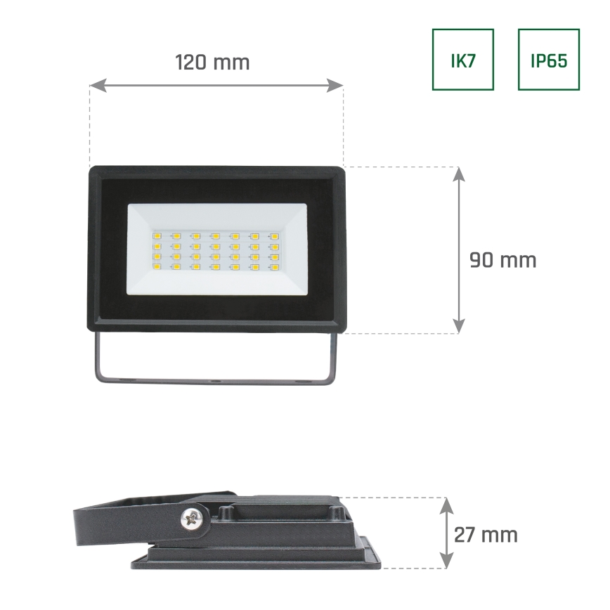 LED Valonheitin ulkokäyttöön NOCTIS LUX 3 LED/20W/230V 4000K IP65 musta