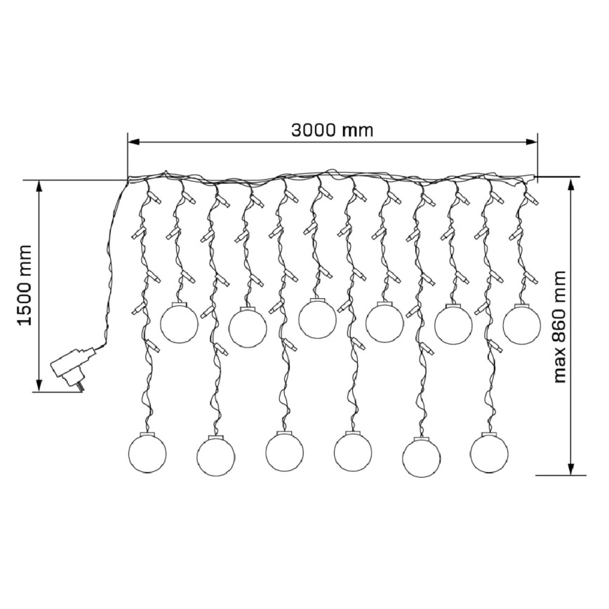 LED Valoverho WISH BALLS 108xLED/8 toiminnot 4,5 m lämpimänvalkoinen