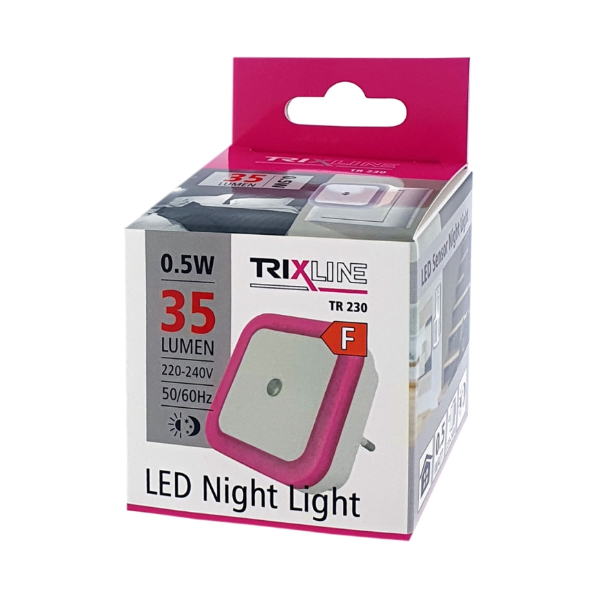 LED-yövalo anturilla LED/0,5W/230V vaaleanpunainen