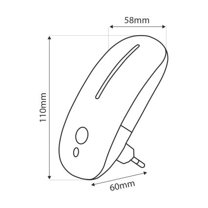 LED-yövalo anturilla LED/1W/230V valkoinen