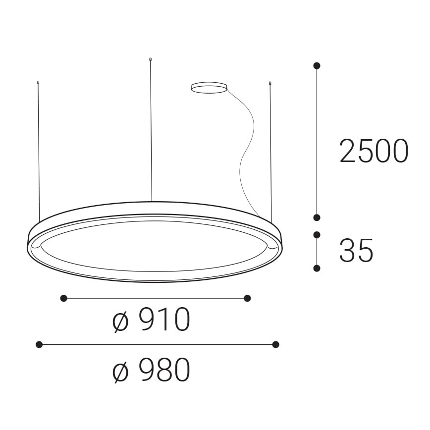 LED2 - LED-himmennettävä kattokruunu johdossa BELLA LED/80W/230V 3000K/4000K valkoinen