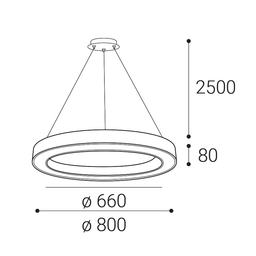 LED2 - LED-himmennettävä kattokruunu johdossa SATURN LED/60W/230V 3000K/4000K musta