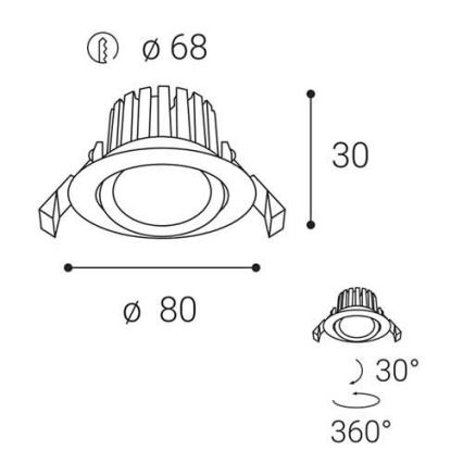 LED2 - LED Himmennettävä upotettava kylpyhuonevalaisin MAX LED/8W/230V 3000K IP65