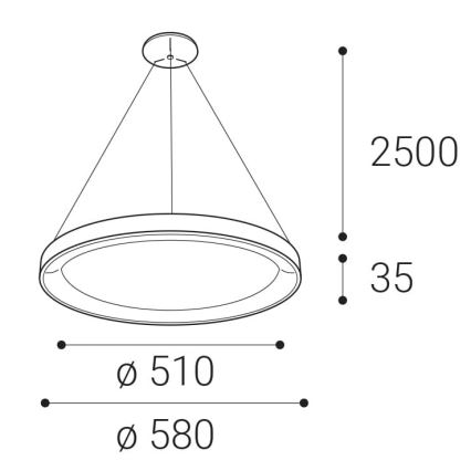 LED2 - LED-kattokruunu johdossa BELLA LED/48W/230V 3000K/4000K musta
