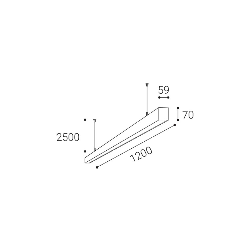 LED2 - LED-kattokruunu johdossa NOLI LED/40W/230V 3000K/3500K/4000K valkoinen