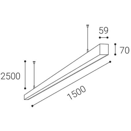 LED2 - LED-kattokruunu johdossa NOLI LED/60W/230V 3000K/3500K/4000K musta