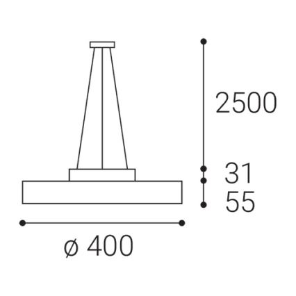 LED2 - LED-kattokruunu johdossa ROTO LED/48W/230V 2700K/3300K/4000K IP40 musta halkaisija 40 cm